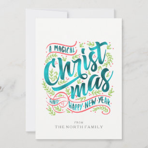 Magical Christmas Typography Teal ID441 Holiday Card
