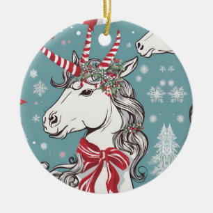 Magical Christmas Unicorn Ceramic Tree Decoration