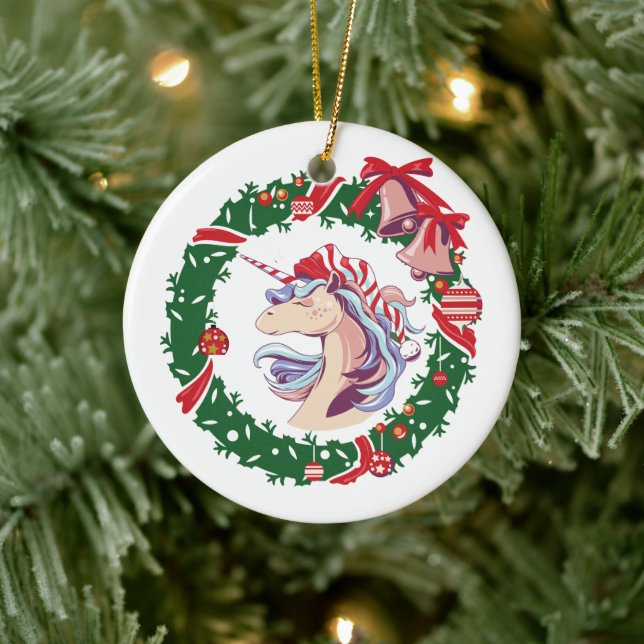 Magical Christmas Unicorn      Ceramic Tree Decoration (Tree)