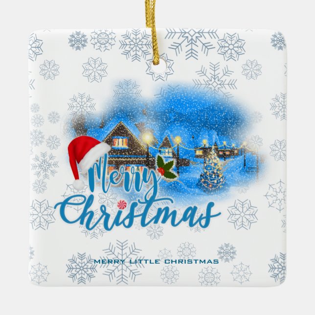 Magical Christmas Village Ceramic Ornament (Front)