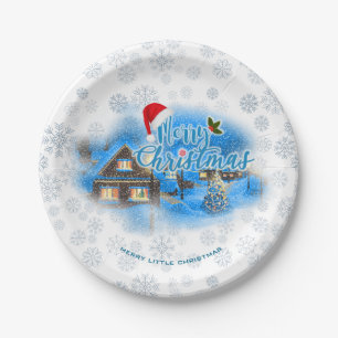Magical Christmas Village Paper Plate