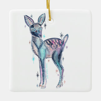 Magical Christmas Winter Deer Ceramic Ornament