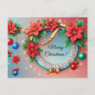 Magical Christmas Wreath 🎄✨Ribbon Holiday Glow Postcard