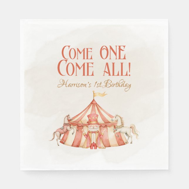 Magical Circus Horse First Birthday  Napkin (Front)