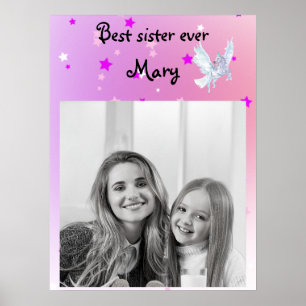 Magical color start white unicorn poster