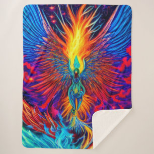 Magical Colorful Phoenix Sherpa Blanket