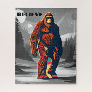 Magical Colourful Bigfoot Quote: Believers Jigsaw Puzzle