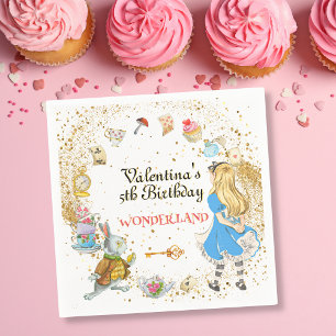 Magical Colourful Cute Alice's Wonderland Birthday Napkin