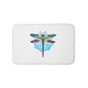 Magical Colourful Dragonfly Mandala Bath Mat