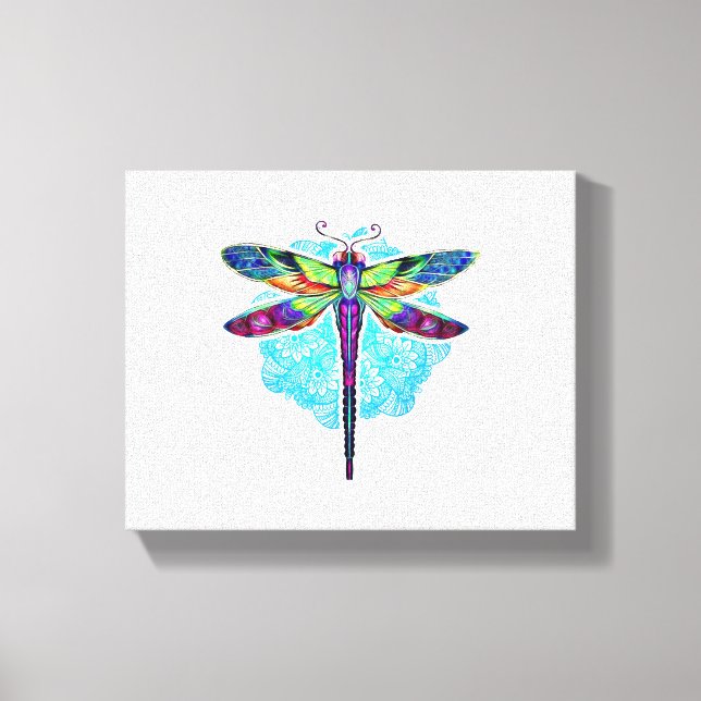 Magical Colourful Dragonfly Mandala    Canvas Print (Front)