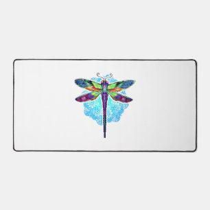 Magical Colourful Dragonfly Mandala Desk Mat