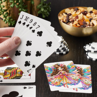 Magical Colourful Fairy Digital Clipart - Cute Fan Playing Cards