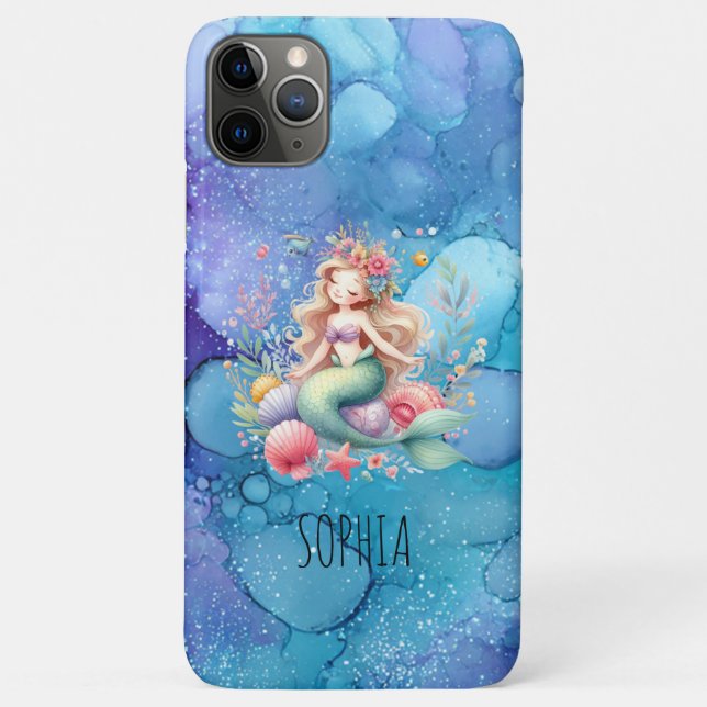 Magical Colourful Mermaid Name Birthday Gift Case-Mate iPhone Case (Back)