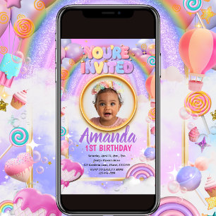 Magical Colourful Rainbow Kids Birthday Invitation