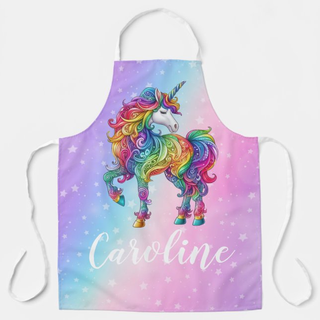Magical colourful unicorn  apron (Front)