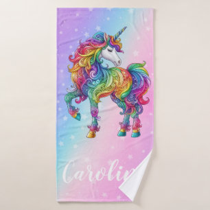 Magical colourful unicorn  bath towel