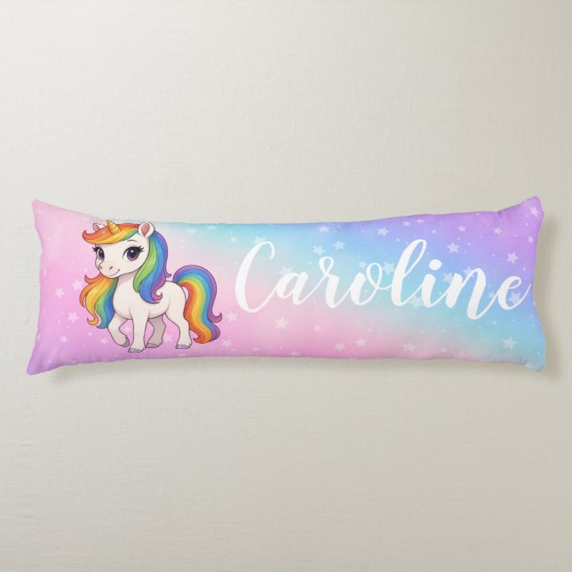 Magical colourful unicorn  body cushion (Front)