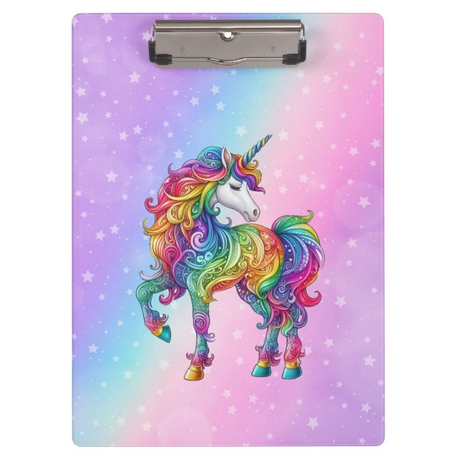 Magical colourful unicorn  clipboard (Front)
