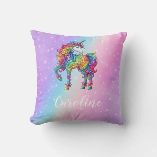 Magical colourful unicorn  cushion (Front)