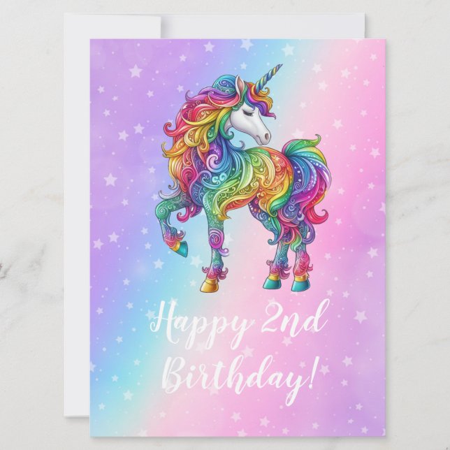 Magical colourful unicorn  holiday card (Front)