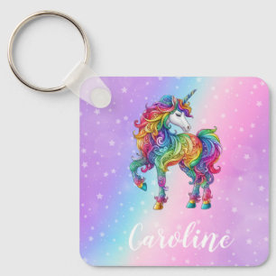 Magical colourful unicorn  key ring