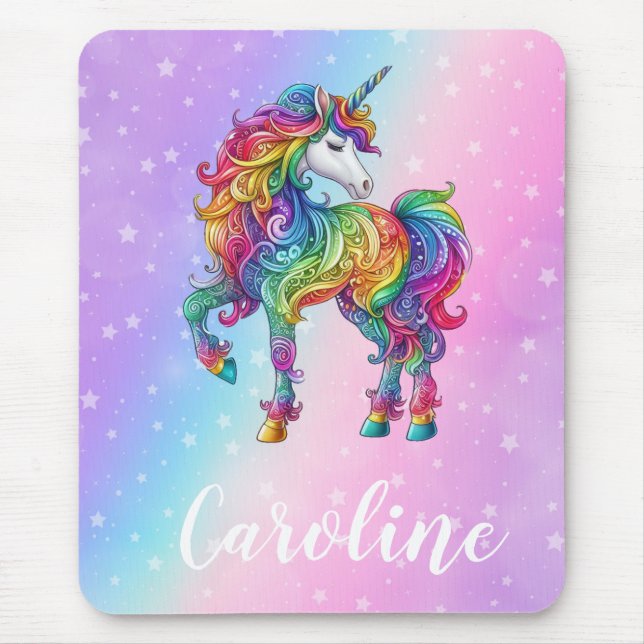 Magical colourful unicorn  mouse pad (Front)