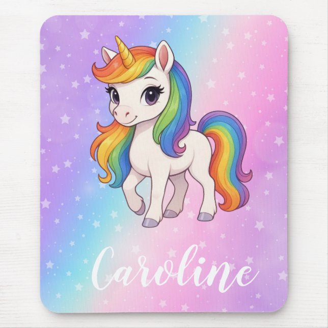 Magical colourful unicorn  mouse pad (Front)