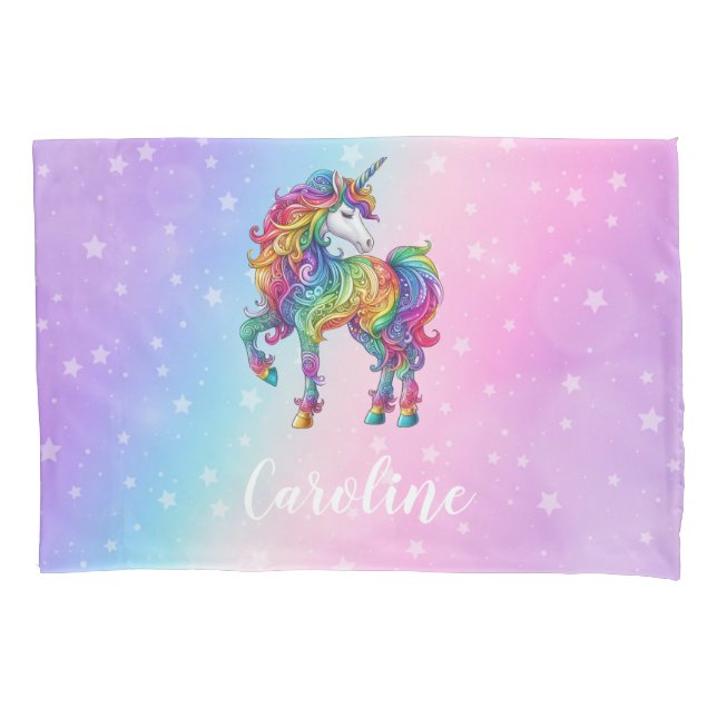 Magical colourful unicorn  pillowcase (Front)