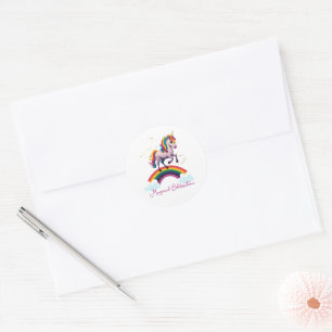 Magical Colourful Unicorn Rainbow Birthday Classic Round Sticker