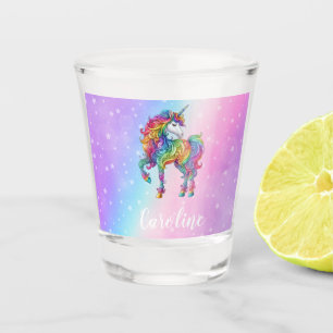 Magical colourful unicorn shot glass