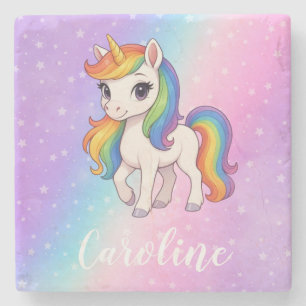 Magical colourful unicorn  stone coaster