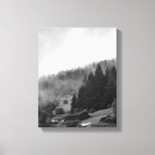Magical, cool nature in fog canvas print