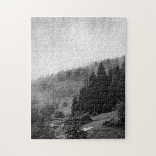 Magical, cool nature in fog jigsaw puzzle (Vertical)