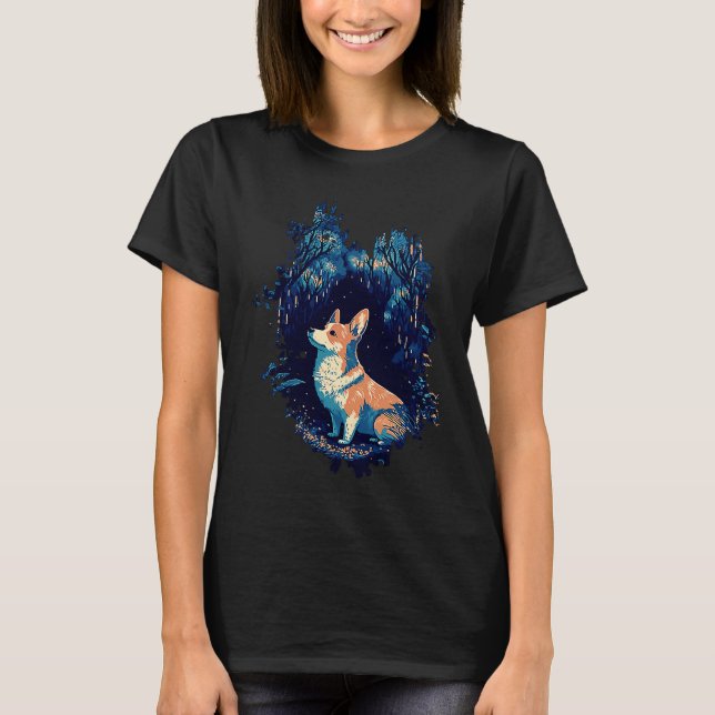 Magical Corgi In Enchanted Forest T-Shirt (Front)
