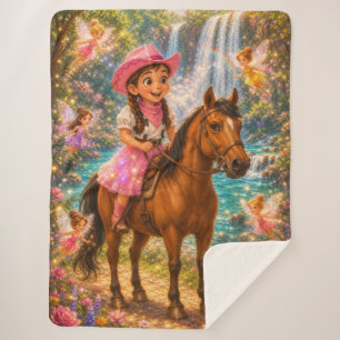 Magical Cowgirl Fairies Waterfall Fantasy Sherpa Blanket
