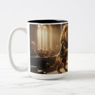 Magical Creature Flower Gift – Lion Rhino Fantasy  Two-Tone Coffee Mug