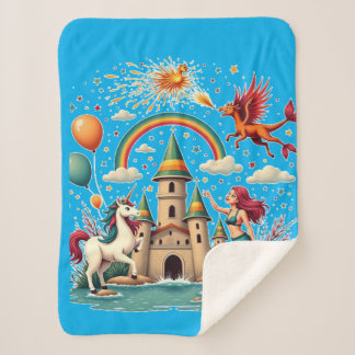 Magical Creatures in Harmony Sherpa Blanket
