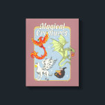 Magical Creatures Vintage Graphic Canvas Print<br><div class="desc">Celebrate the wonder of the wizarding world with this vibrant “Magical Creatures” design. Featuring a stunning collection of legendary beasts — including a blazing phoenix, a soaring hippogriff, a mighty dragon, and a mischievous nifﬂer — this colorful illustration captures the excitement and diversity of magical wildlife. Set against a softly...</div>