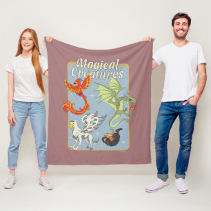 Magical Creatures Vintage Graphic Fleece Blanket