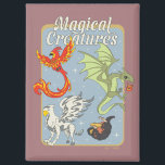 Magical Creatures Vintage Graphic Magnet<br><div class="desc">Celebrate the wonder of the wizarding world with this vibrant “Magical Creatures” design. Featuring a stunning collection of legendary beasts — including a blazing phoenix, a soaring hippogriff, a mighty dragon, and a mischievous nifﬂer — this colorful illustration captures the excitement and diversity of magical wildlife. Set against a softly...</div>