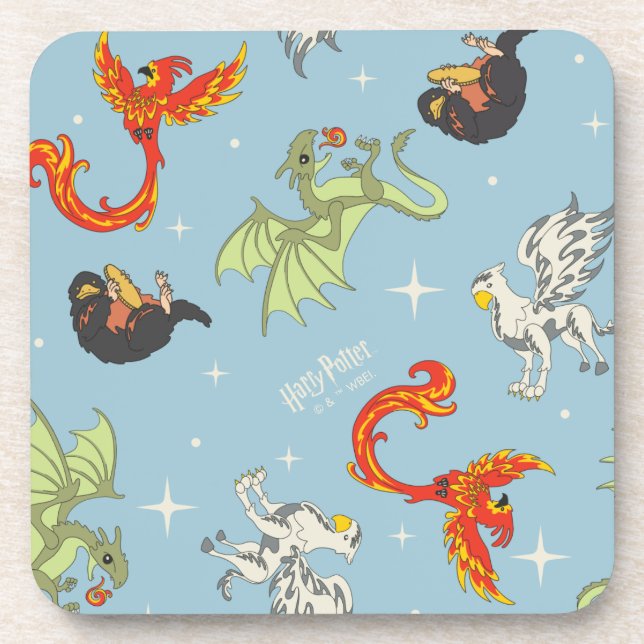 Magical Creatures Vintage Pattern Coaster (Front)
