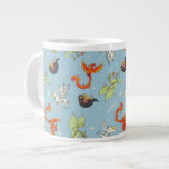 Magical Creatures Vintage Pattern Large Coffee Mug<br><div class="desc">Bring the wonder of magical creatures to life with this vibrant all-over pattern design. Featuring soaring phoenixes, proud hippogriffs, playful dragons, and other enchanting beasts, this lively print captures the excitement and adventure of the wizarding world. Set against a soft sky-blue background with twinkling star accents, the colorful illustrations create...</div>