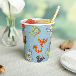 Magical Creatures Vintage Pattern Paper Cups