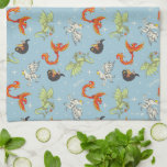 Magical Creatures Vintage Pattern Tea Towel<br><div class="desc">Bring the wonder of magical creatures to life with this vibrant all-over pattern design. Featuring soaring phoenixes, proud hippogriffs, playful dragons, and other enchanting beasts, this lively print captures the excitement and adventure of the wizarding world. Set against a soft sky-blue background with twinkling star accents, the colorful illustrations create...</div>