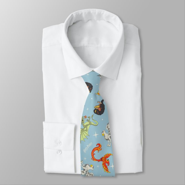 Magical Creatures Vintage Pattern Tie (Tied)
