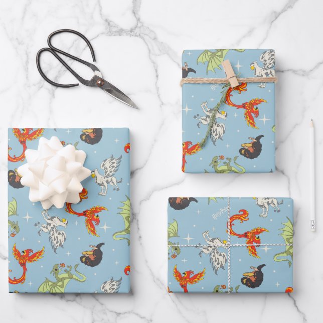 Magical Creatures Vintage Pattern Wrapping Paper Sheet (Front)