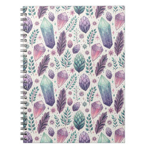 Magical Crystal Cluster & Leafy Herbarium Design Notebook