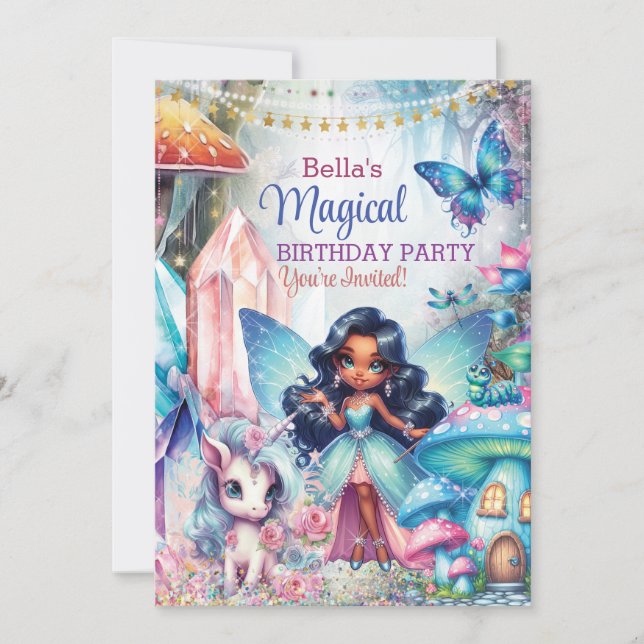 Magical Crystal Fairyland Birthday Party Invitation (Front)