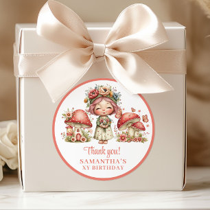 Magical Cute Fairy 2nd Birthday Floral Thank You  Classic Round Sticker