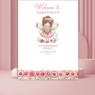 Magical Cute Fairy Pastel Pink 3 Birthday Backdrop Tapestry